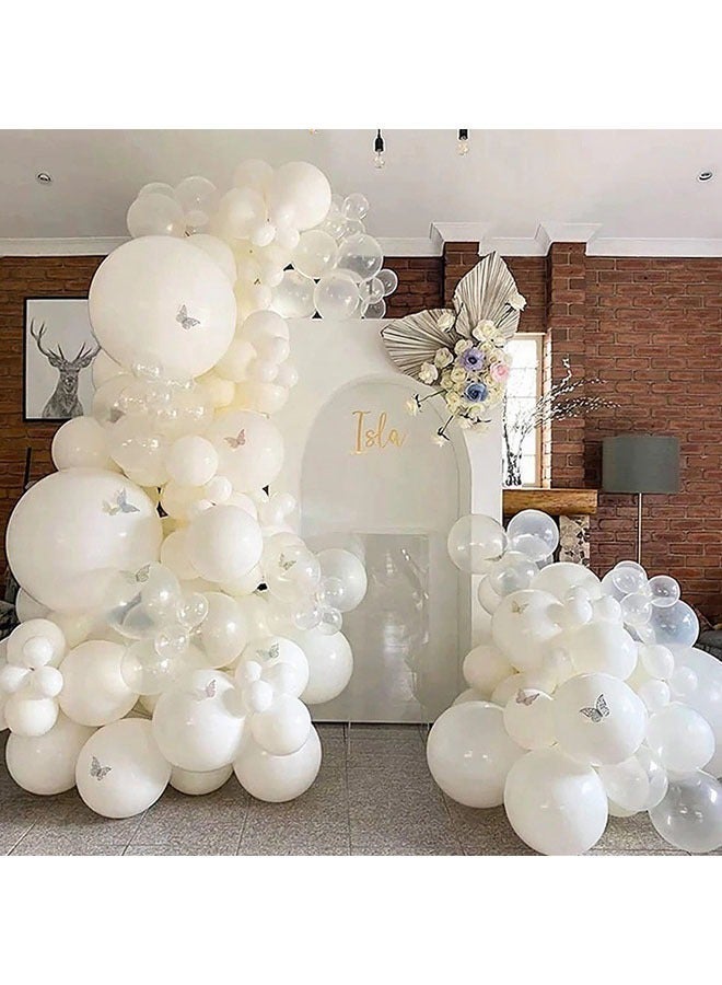 106 قطعة مجموعة زينة بالونات لحفلة عيد الميلاد، مجموعة قوس بالونات للزفاف، زينة حفلات بالونات (بيضاء) - Image 4